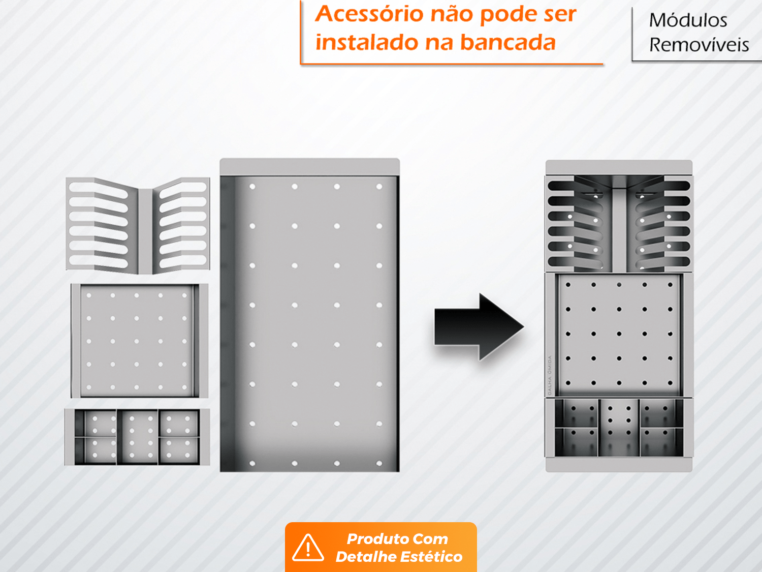 Cesto Escorredor de Louça 42cm Inox para Cuba de Cozinha 3 Módulos (Outlet)
