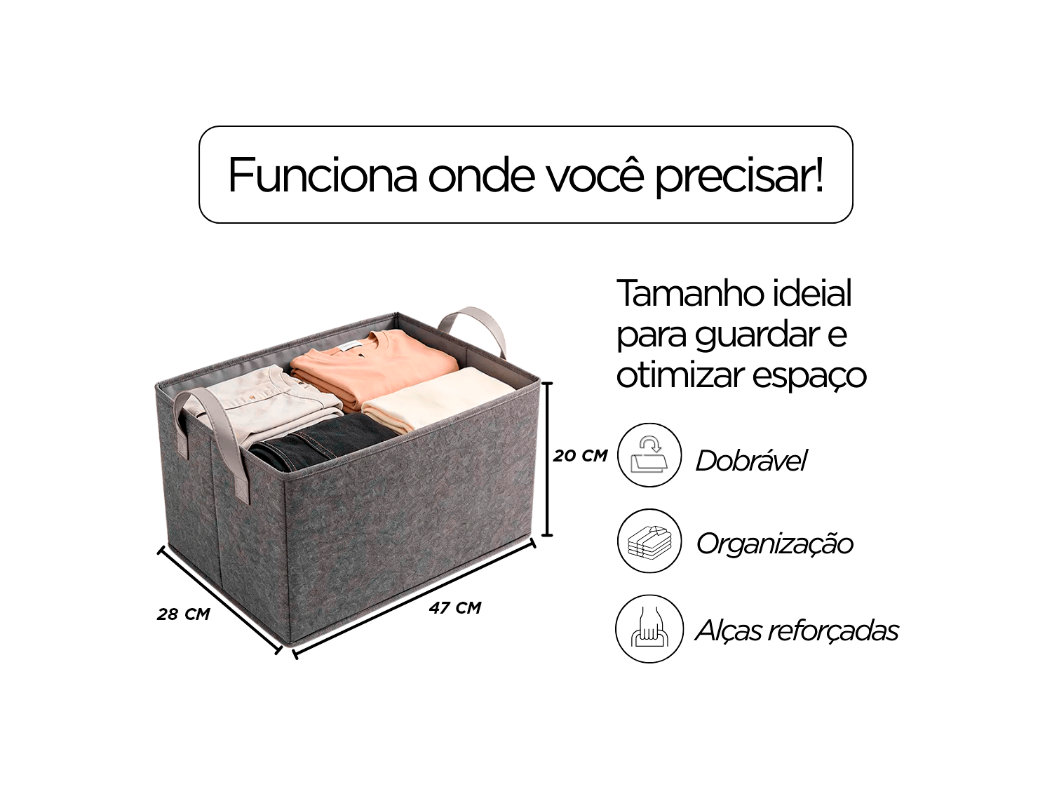 Cesto Organizador De Guarda Roupa Gavetas Closet Tecido Dobrável e Lavável Multiuso