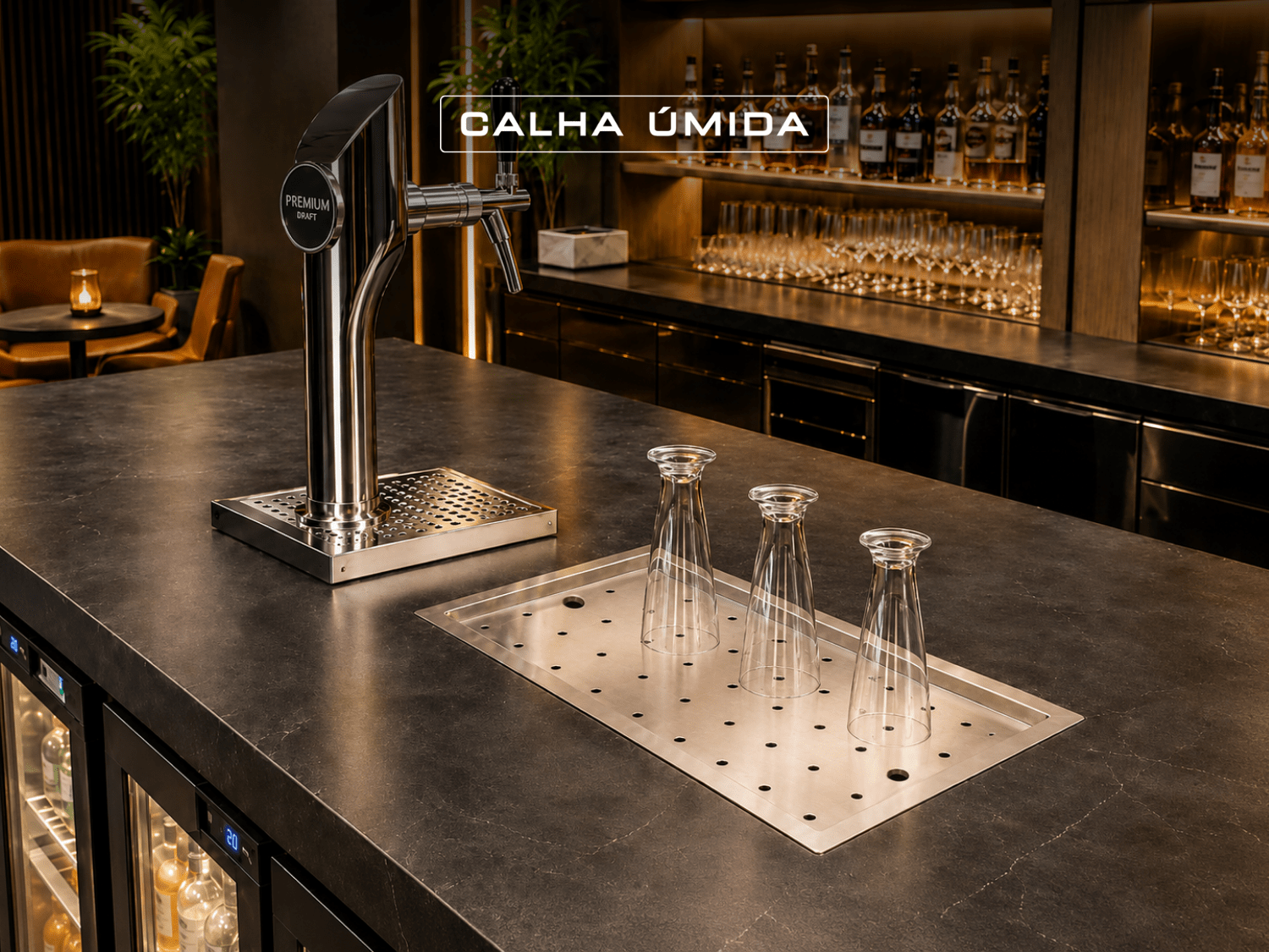 Escorredor de Copos Pro 420 em Aço Inox para Bancadas de Bares e Restaurantes