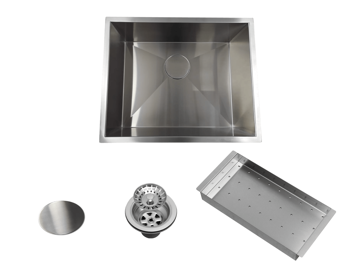 Cuba De Sobrepor Quadratta 60x40cm Em Aço Inox Escovado Com Escorredor e Tampa Decorativa Para Válvula De 4.1/2