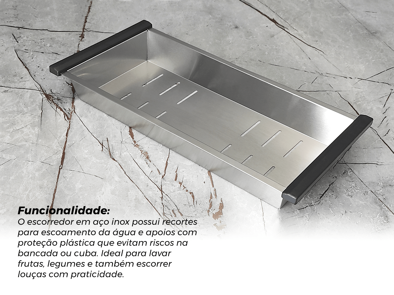 Cuba De Sobrepor Calha Úmida Essence 44x44cm Em Aço Inox Escovado Com Escorredor Válvula De 4.1/2