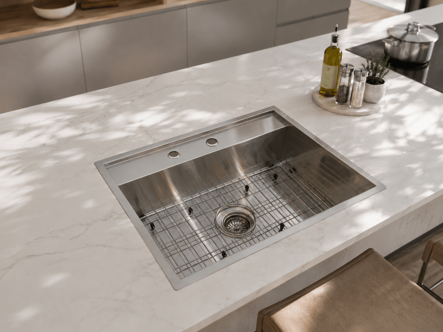 Cuba De Sobrepor Platino Exclusive 60x40 cm Com Válvula 4 1/2 e Grade Protetora