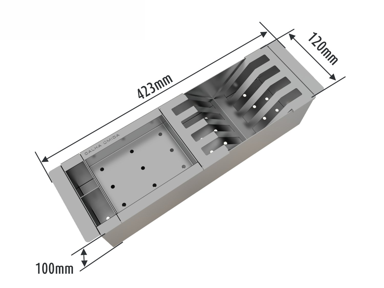 Cuba De Sobrepor Quadratta 40x40cm Em Aço Inox Escovado Com Cesto Escorredor Mini 3 Módulos e Válvula De 3.1/2