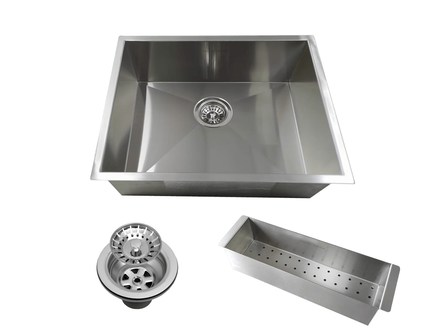 Cuba De Sobrepor Quadratta 60x40cm Em Aço Inox Escovado Com Escorredor e Válvula De 4.1/2