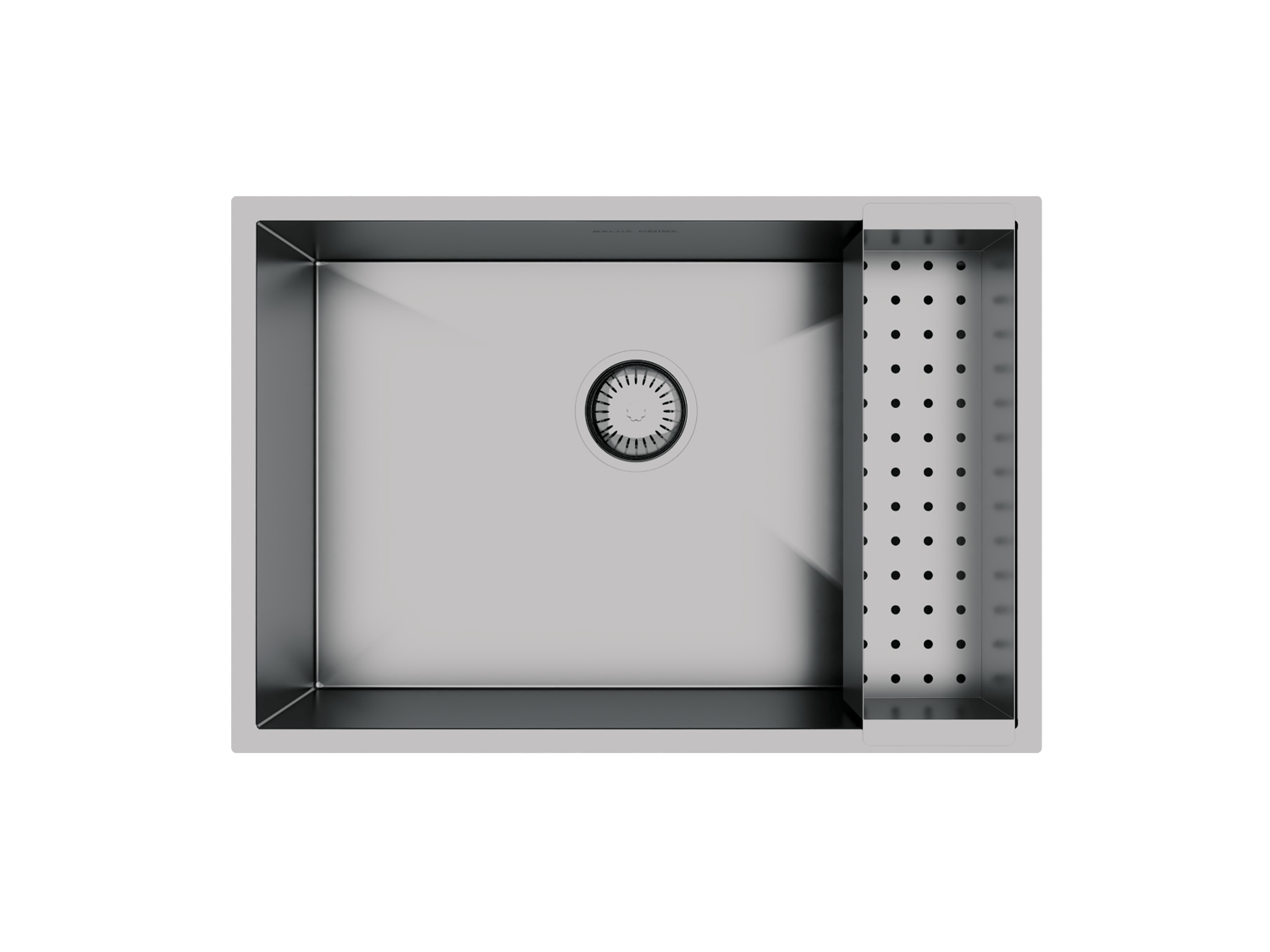 Cuba De Sobrepor Quadratta 60x40cm Em Aço Inox Escovado Com Escorredor e Válvula De 4.1/2