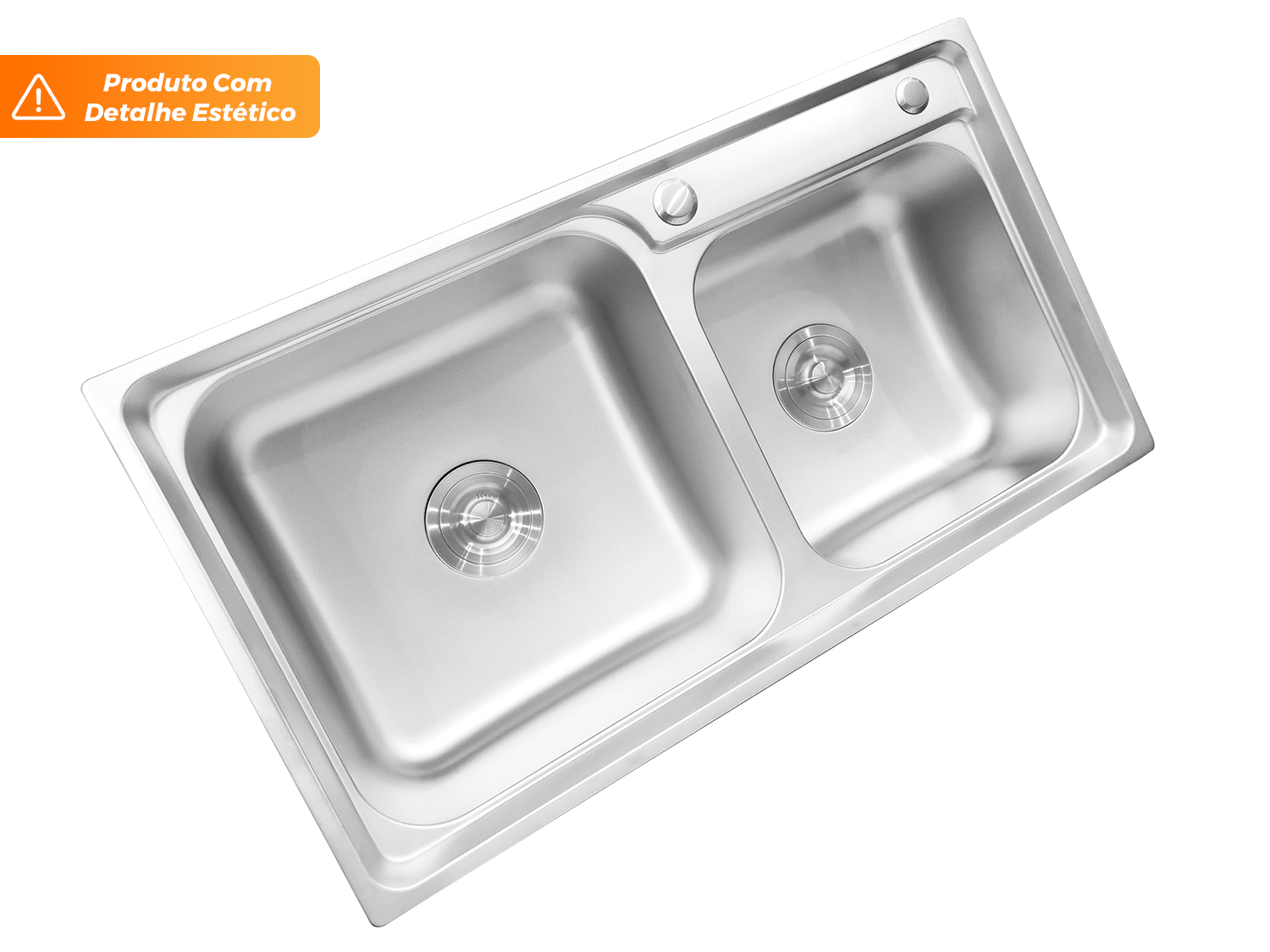 Cuba Dupla Embutir Basic 78x43cm Pia Com Escorredor Aramado E Válvula 4.1/2 (Outlet)