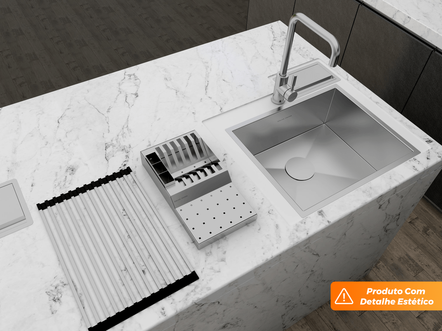Escorredor De Louça Para Bancada Em Aço Inox Escovado 37x20cm (Outlet)