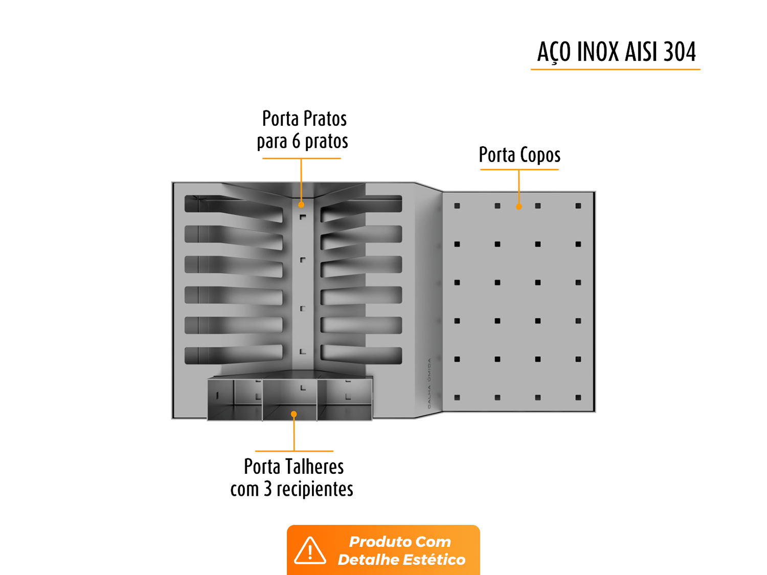 Escorredor De Louça Para Bancada Em Aço Inox Escovado 37x20cm (Outlet)