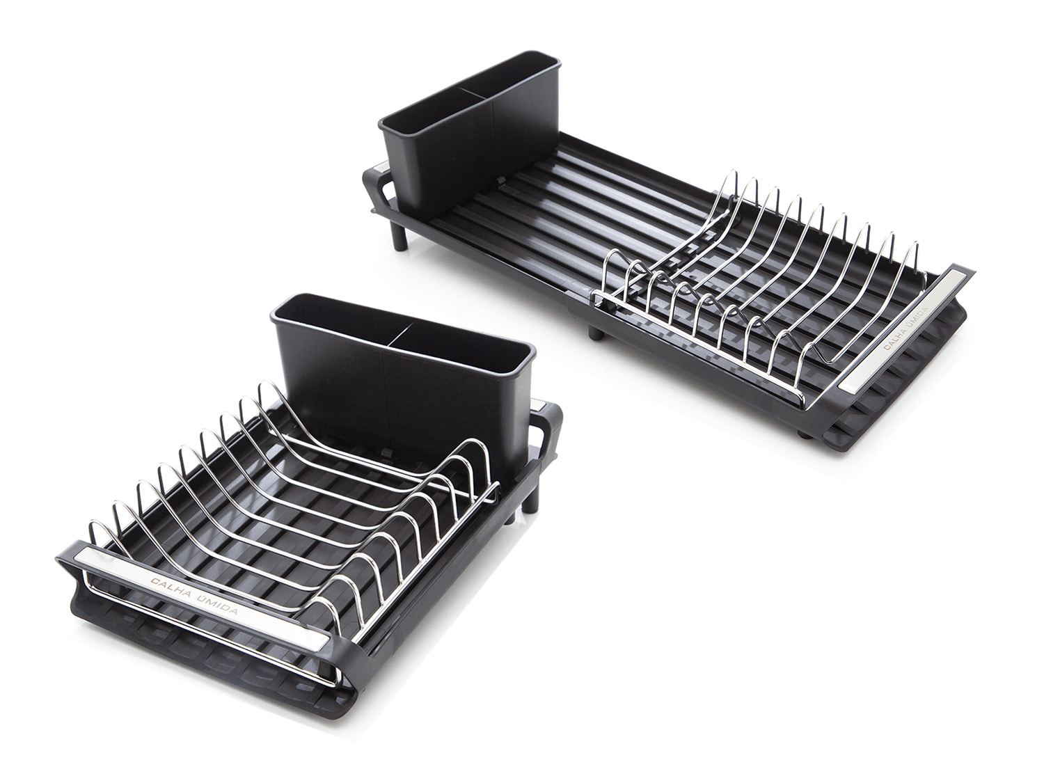 Escorredor de Louça Mini Calha Úmida Singulare 20x47x12,5cm com Porta Pratos - Porta Talheres e Extensor Multiuso