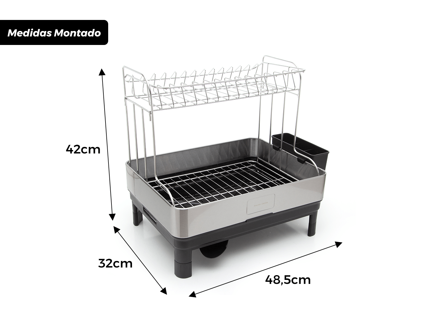 Escorredor de Louça Calha Úmida Speciale Pro 32x48,5x42cm em Aço Inox com Bandeja Coletora