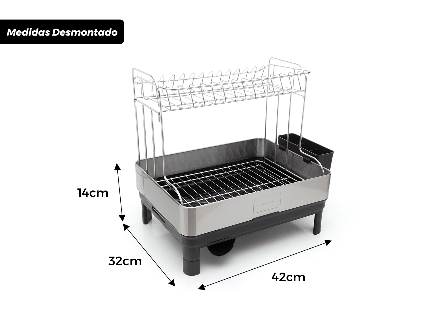 Escorredor de Louça Calha Úmida Speciale Pro 32x48,5x42cm em Aço Inox com Bandeja Coletora