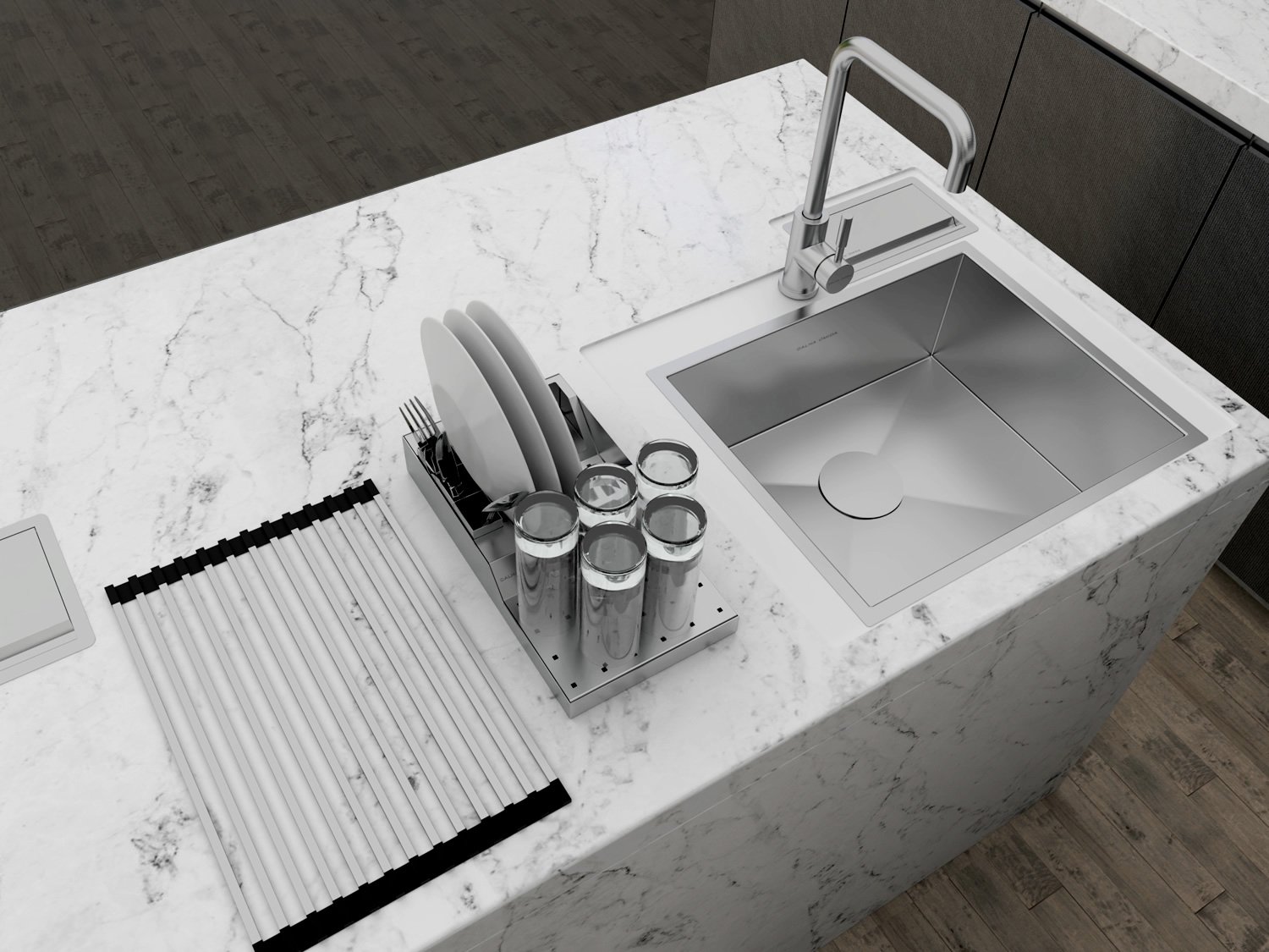 Escorredor De Louça para Bancada Em Aço Inox Escovado 37x20cm