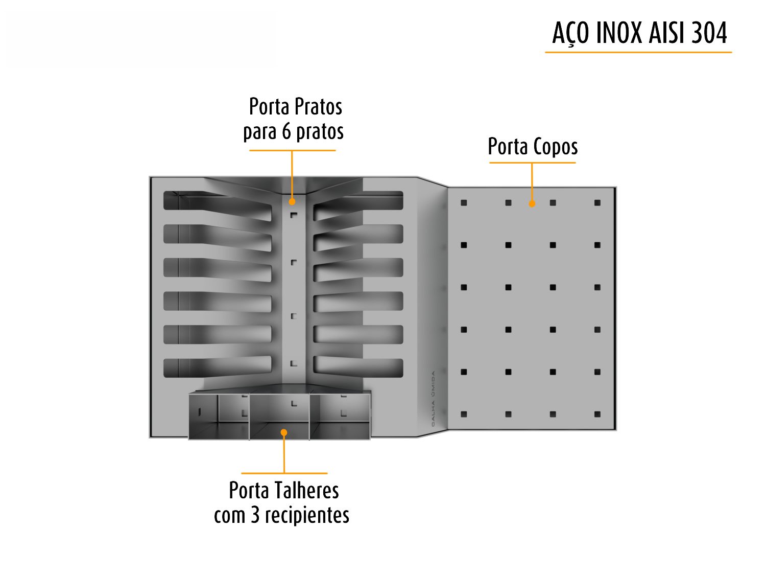 Escorredor De Louça para Bancada Em Aço Inox Escovado 37x20cm