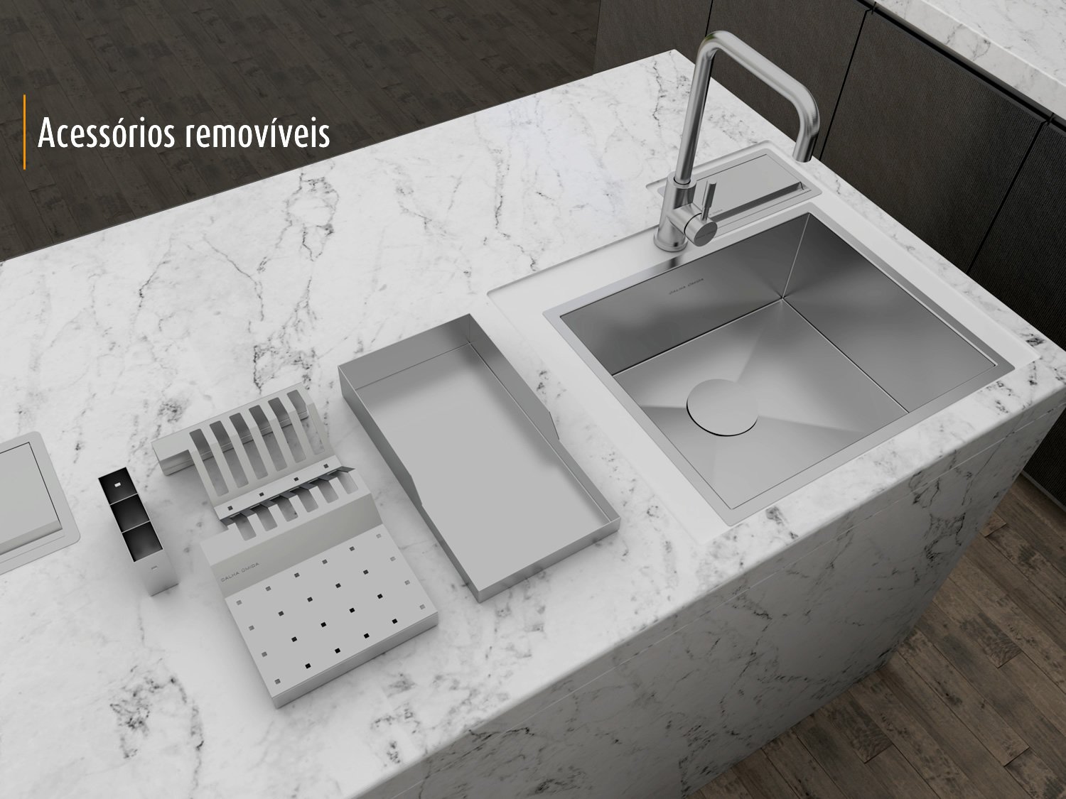 Escorredor De Louça para Bancada Em Aço Inox Escovado 37x20cm