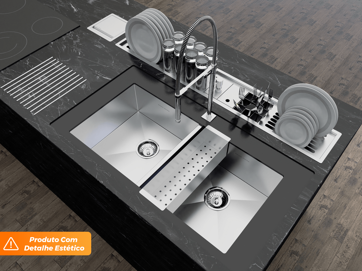 Escorredor Para Cuba 42x12x10cm Em Aço Inox Escovado (Outlet)