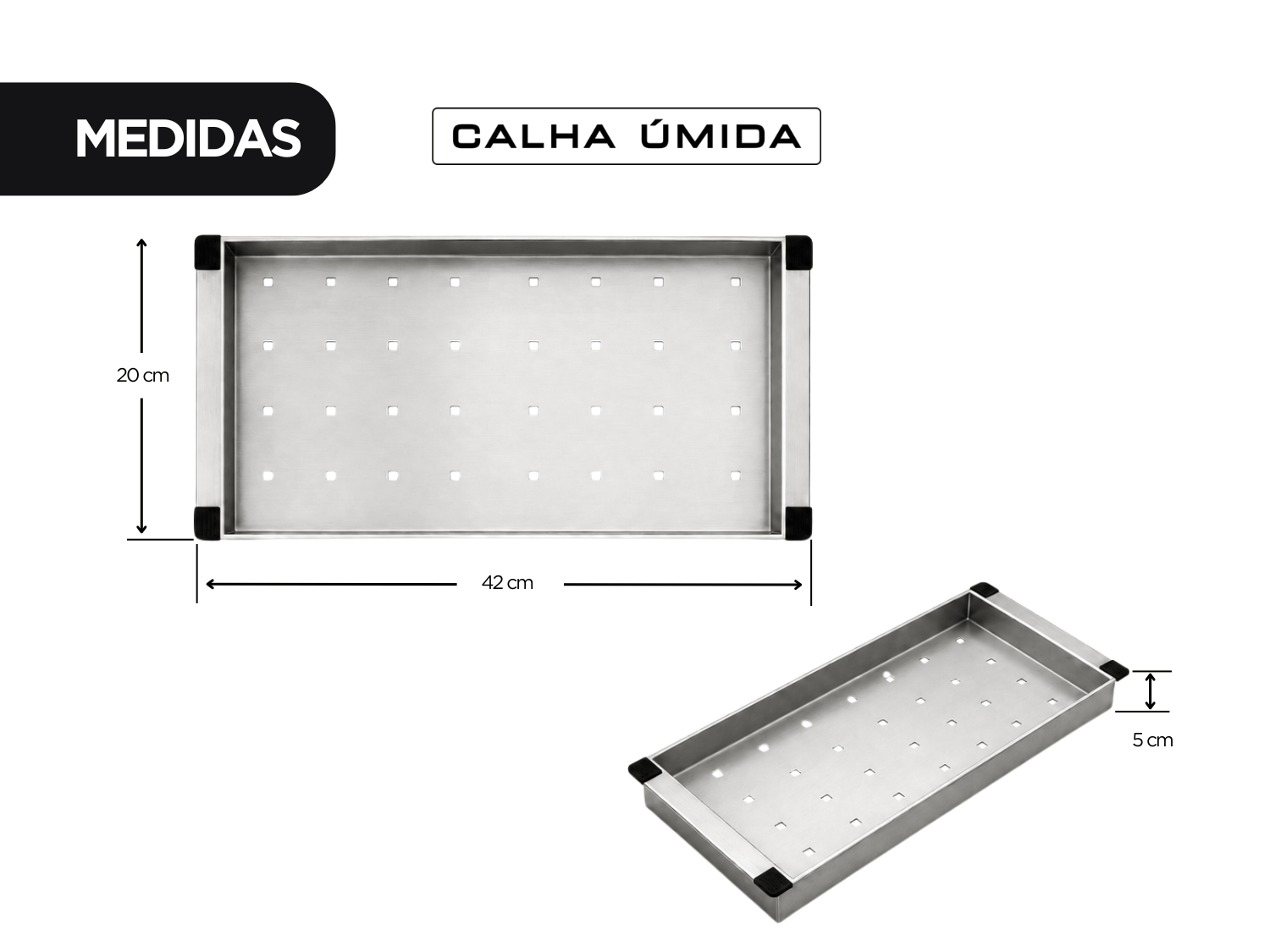Escorredor Para Cuba 42x20x5 cm em Aço Inox Escovado Para Alimentos