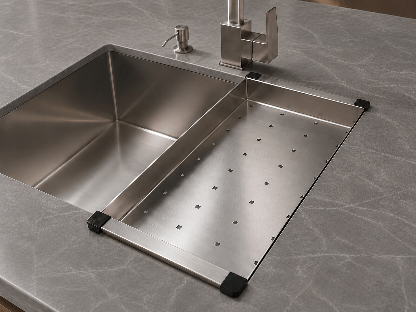 Escorredor Para Cuba 42x20x5 cm em Aço Inox Escovado Para Alimentos