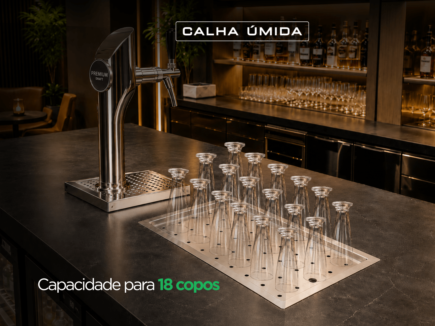 Escorredor de Copos Pro 420 em Aço Inox para Bancadas de Bares e Restaurantes