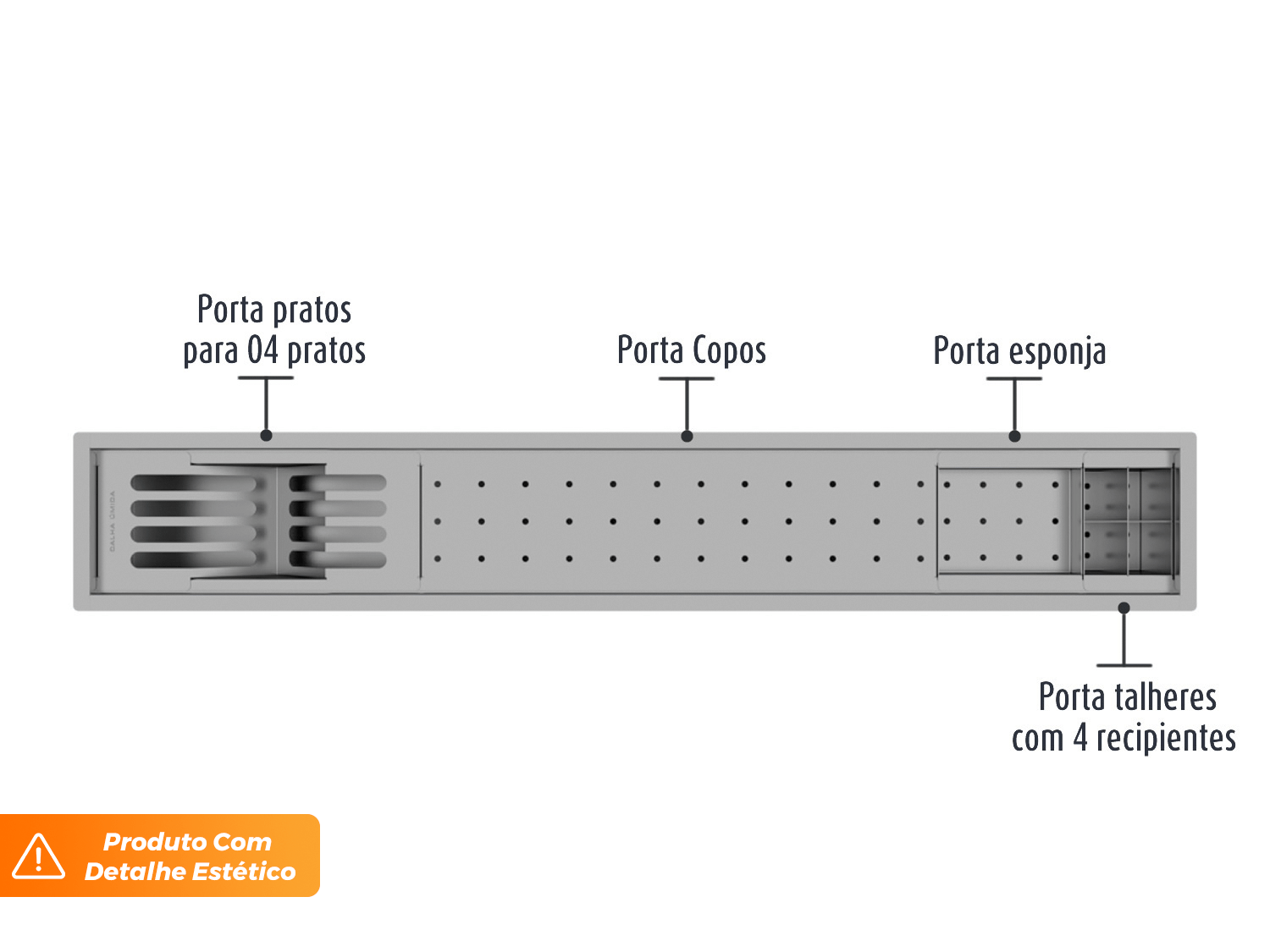 Escorredor Sobrepor Completo Calha Úmida Slim 4 Módulos 100cm (Outlet)
