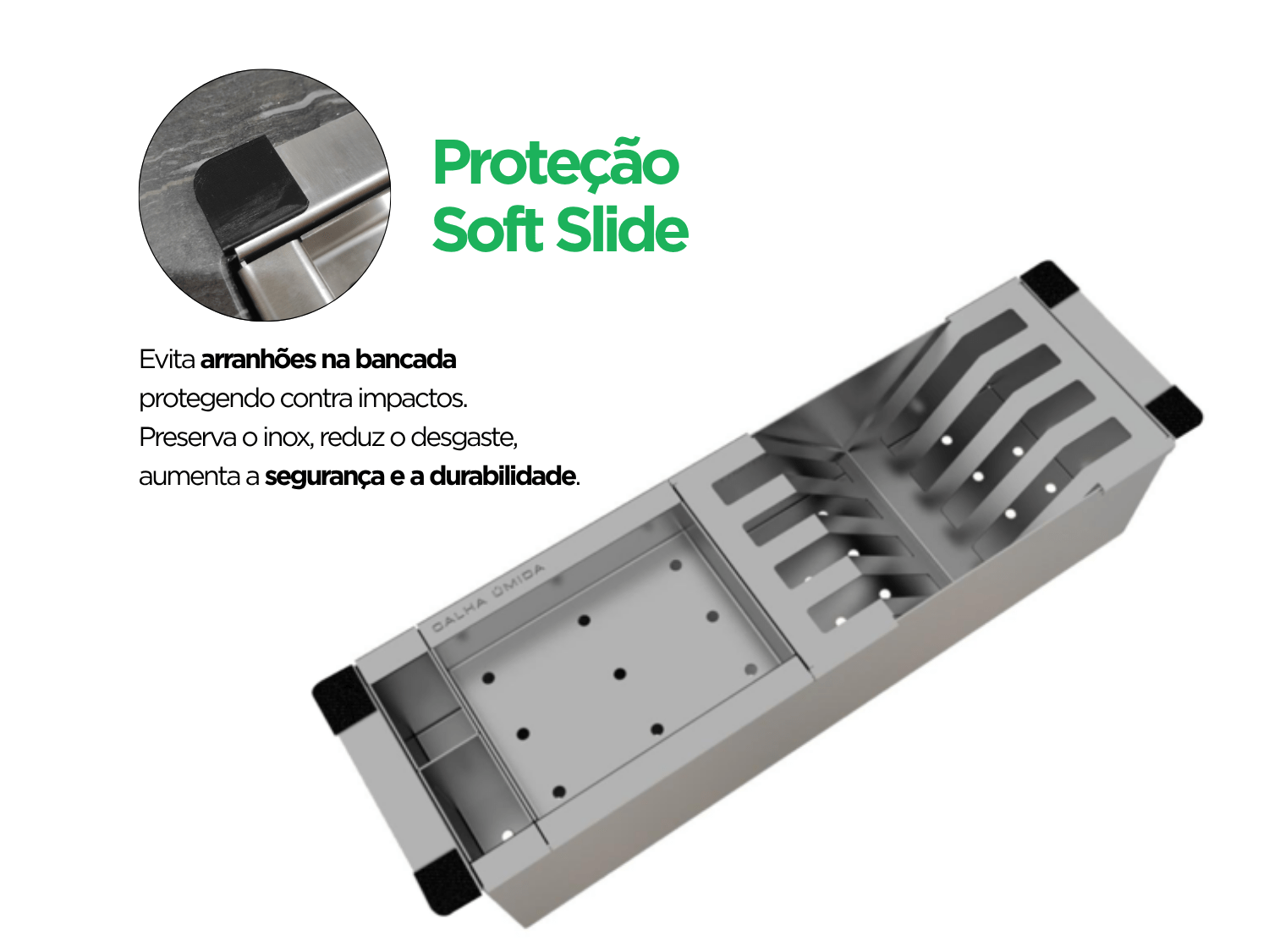 Kit Cesto Escorredor Mini Calha Úmida 3 Módulos 42,3x12cm