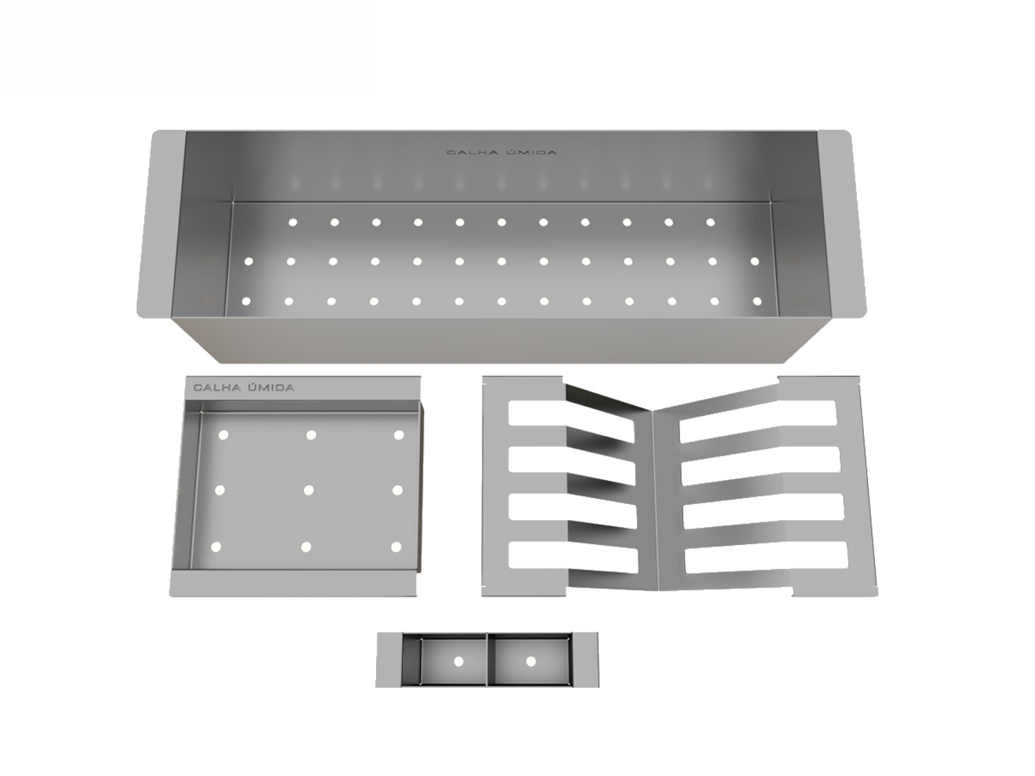 Kit Cesto Escorredor Mini Calha Úmida 3 Módulos 42,3x12cm