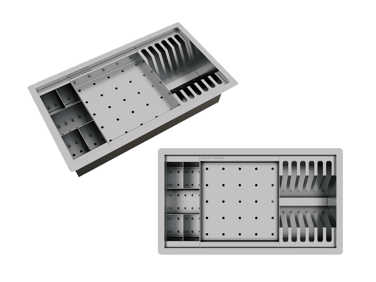 Calha Úmida Escorredor Completo Inox Sobrepor Basic 3 Módulos 43cm
