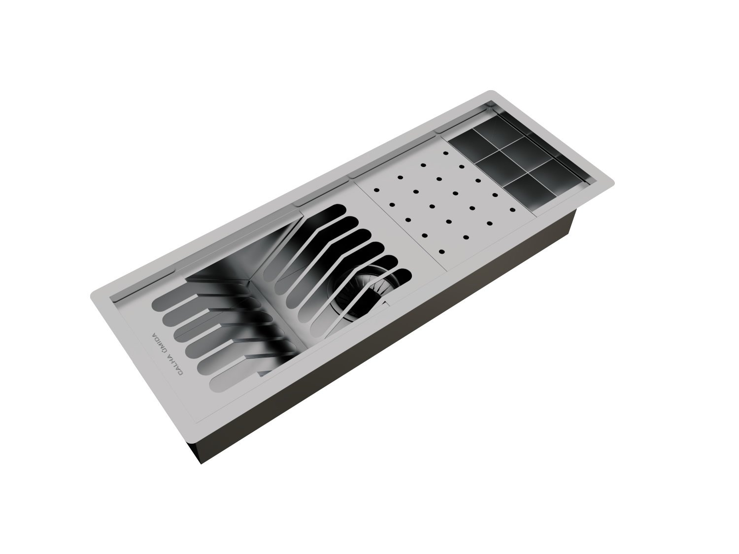 Calha Úmida Escorredor Louça Inox Sobrepor Kitchen 3 Módulos 53cm