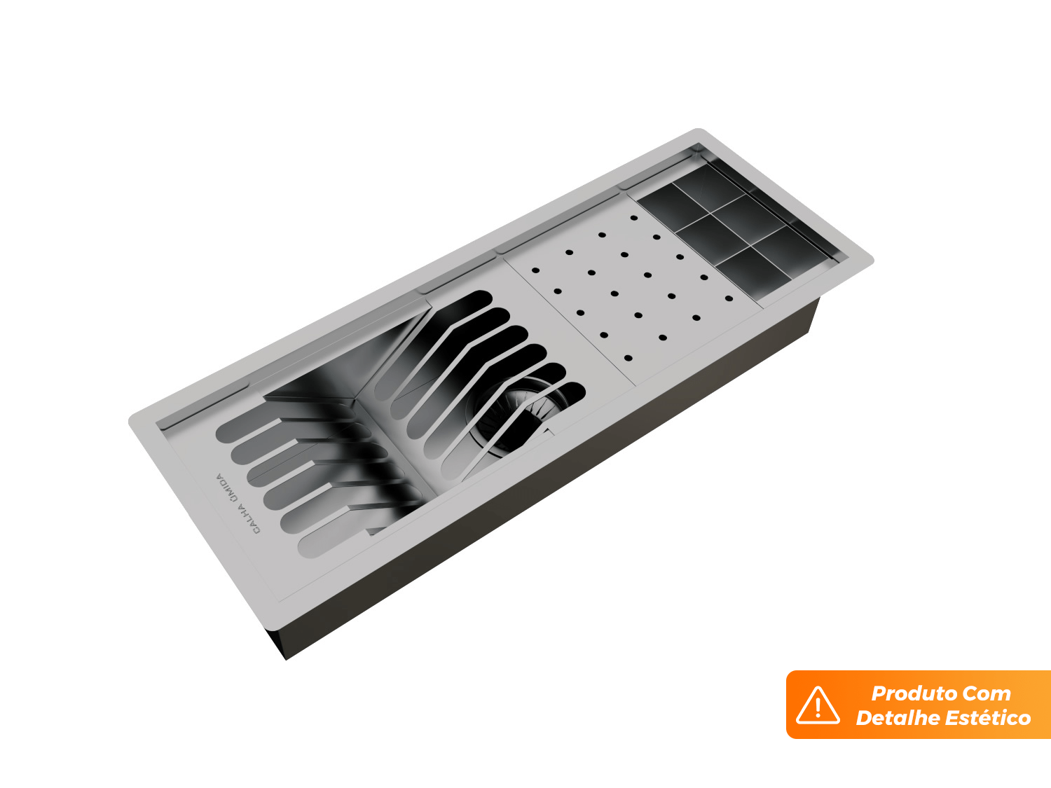 Kit Escorredor Embutido Sobrepor Calha Úmida Kitchen 3 Módulos 53cm (Outlet)