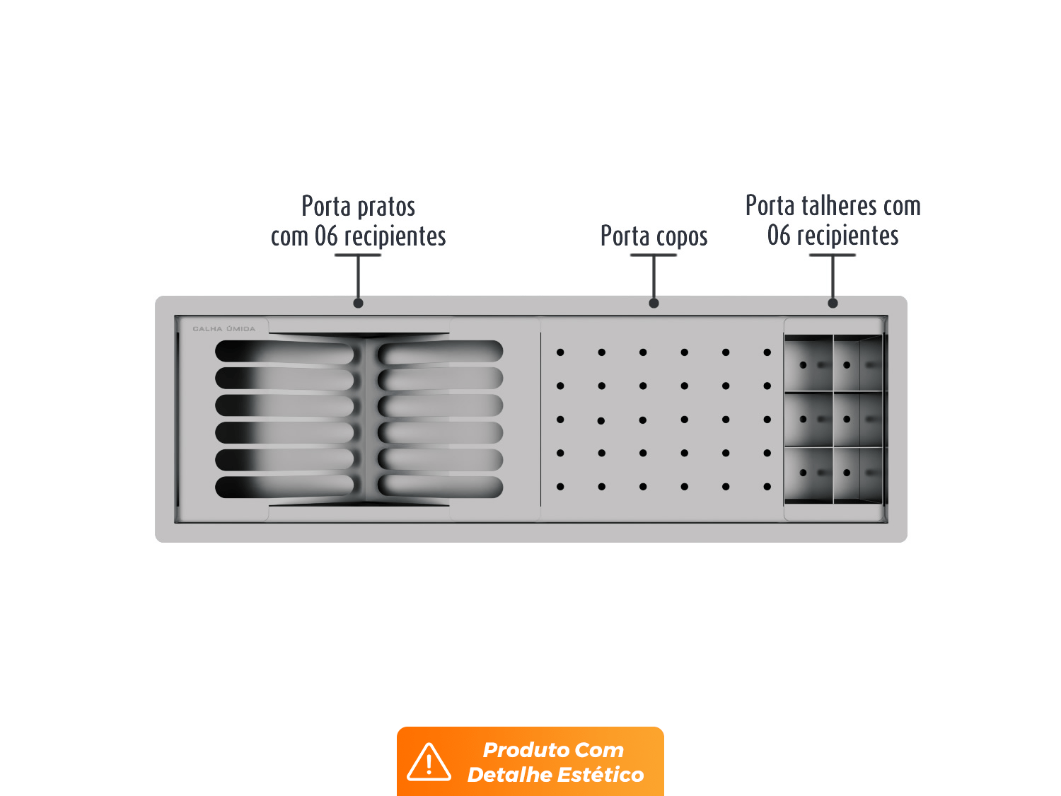 Canal Equipado Embutido Kit Escorredor Sobrepor Calha Úmida Kitchen 3 Módulos 60cm (Outlet)