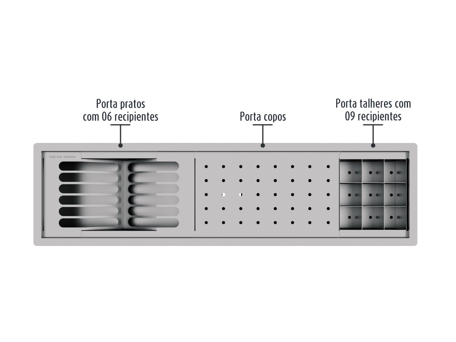 Escorredor Equipado Inox Calha Úmida Sobrepor Kitchen 3 Módulos 73,5cm