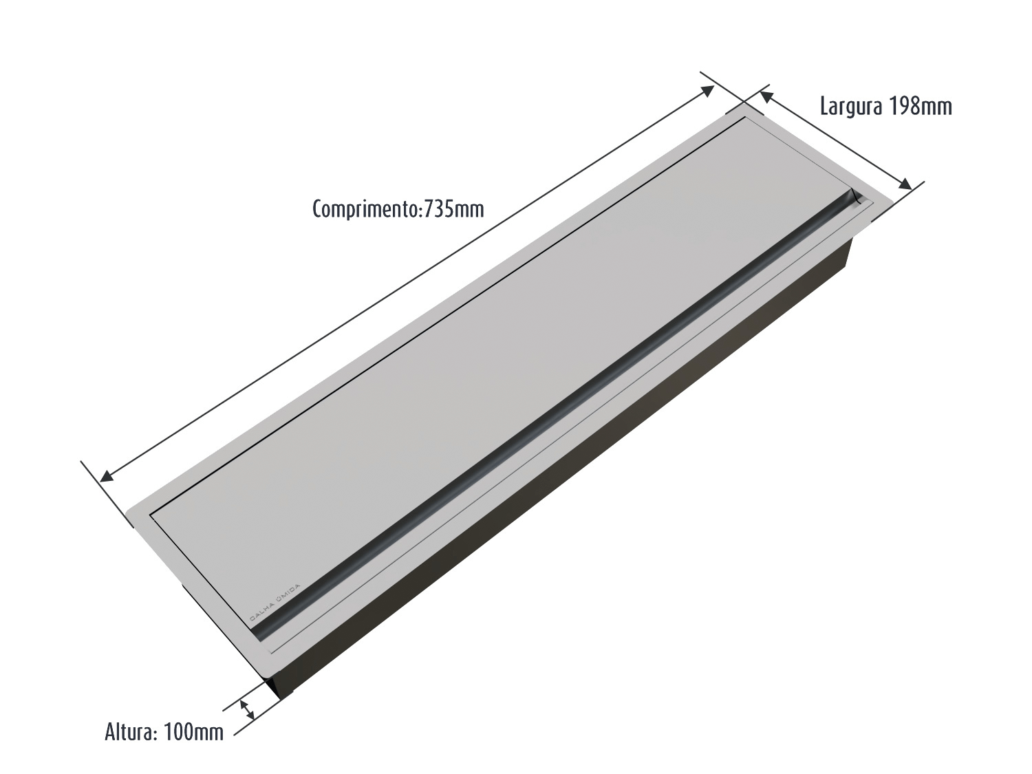 Canal Escorredor Para Sobrepor Calha Úmida Com Tampa Kitchen 3 Módulos 73,5cm