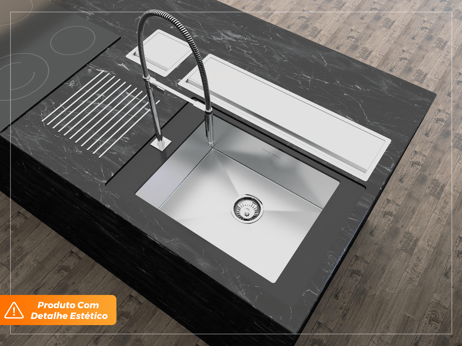 Kit Escorredor Sobrepor Calha Úmida Kitchen 3 Módulos 73,5cm CT (Outlet)