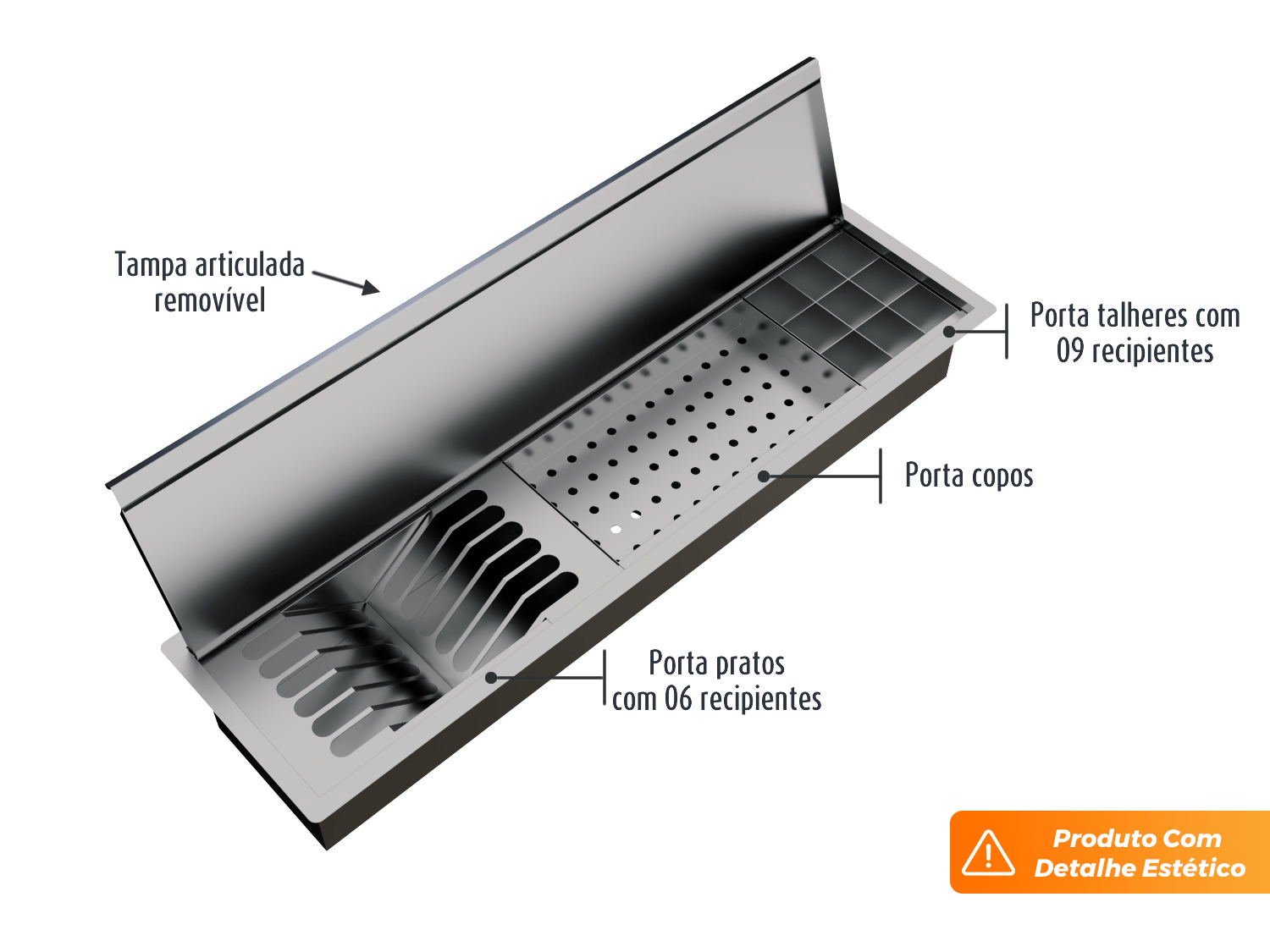 Kit Escorredor Sobrepor Calha Úmida Kitchen 3 Módulos 73,5cm CT (Outlet)