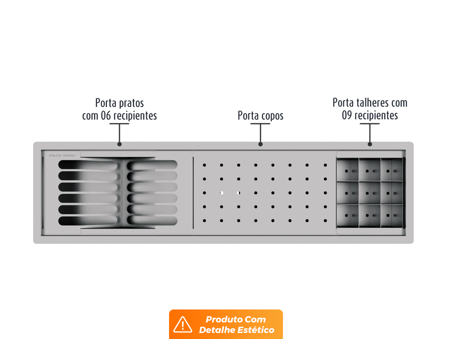 Kit Canal Organizador Embutido Escorredor Sobrepor Calha Úmida Kitchen 3 Módulos 73,5cm (Outlet)