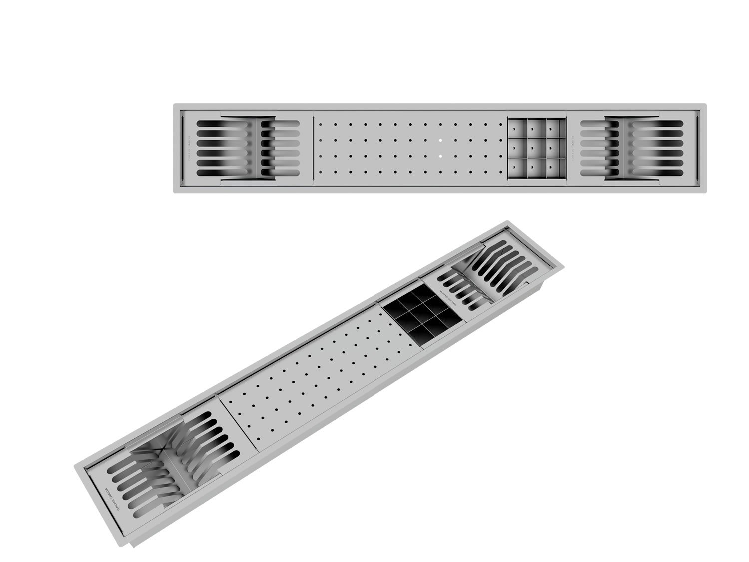 Canal Equipado Inox Calha Úmida Sobrepor Kitchen 4 Módulos 118cm
