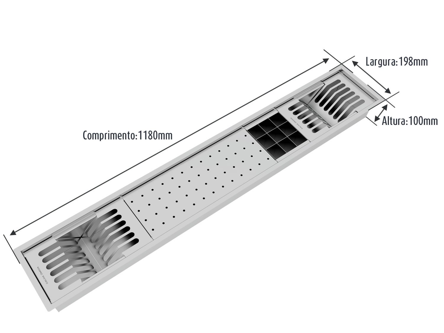Canal Equipado Inox Calha Úmida Sobrepor Kitchen 4 Módulos 118cm