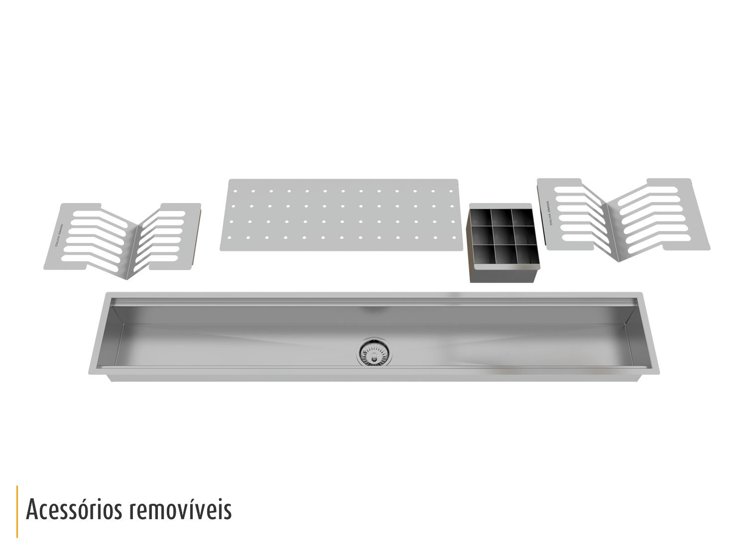 Canal Equipado Inox Calha Úmida Sobrepor Kitchen 4 Módulos 118cm