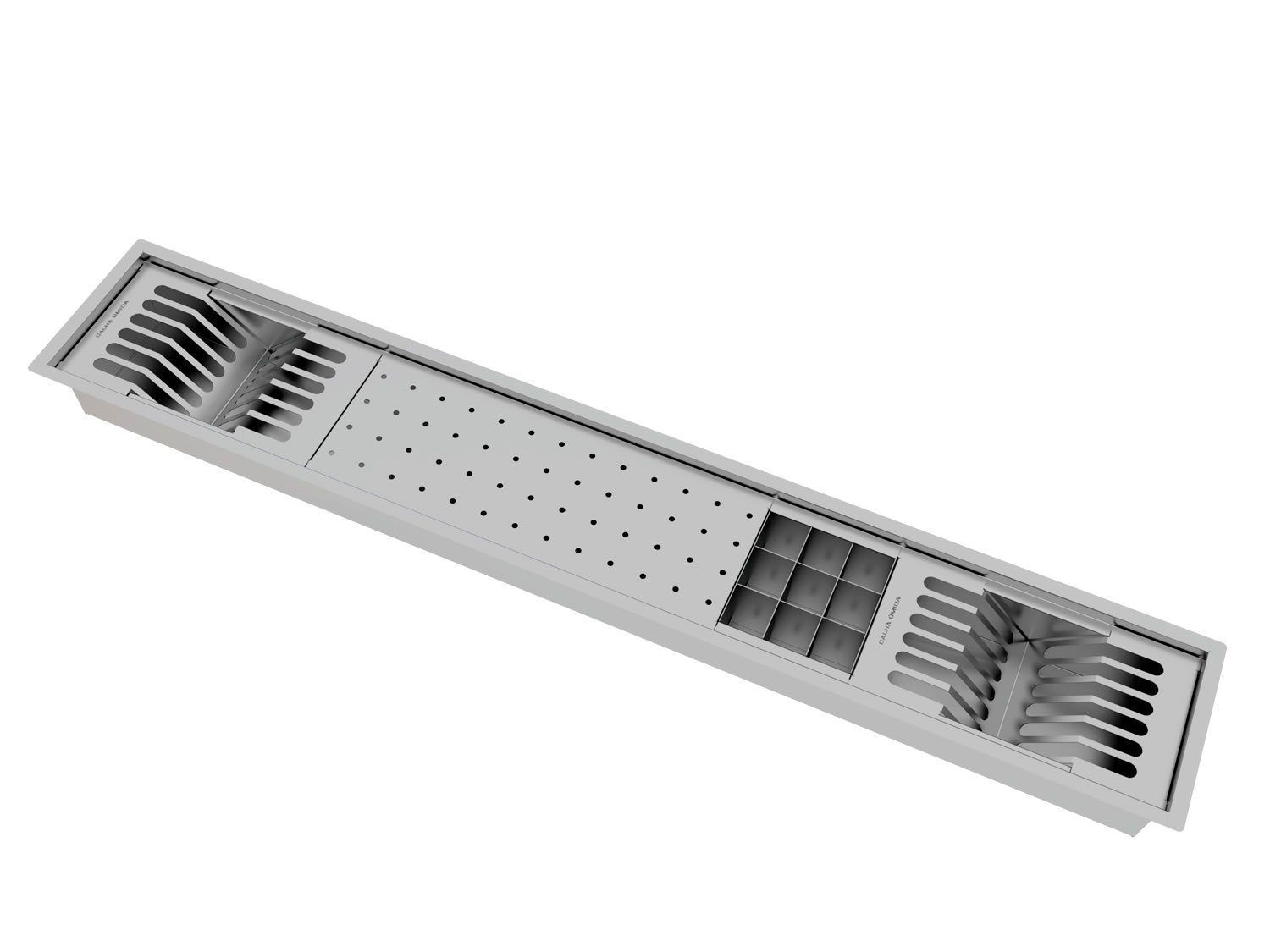Canal Equipado Inox Calha Úmida Sobrepor Kitchen 4 Módulos 118cm
