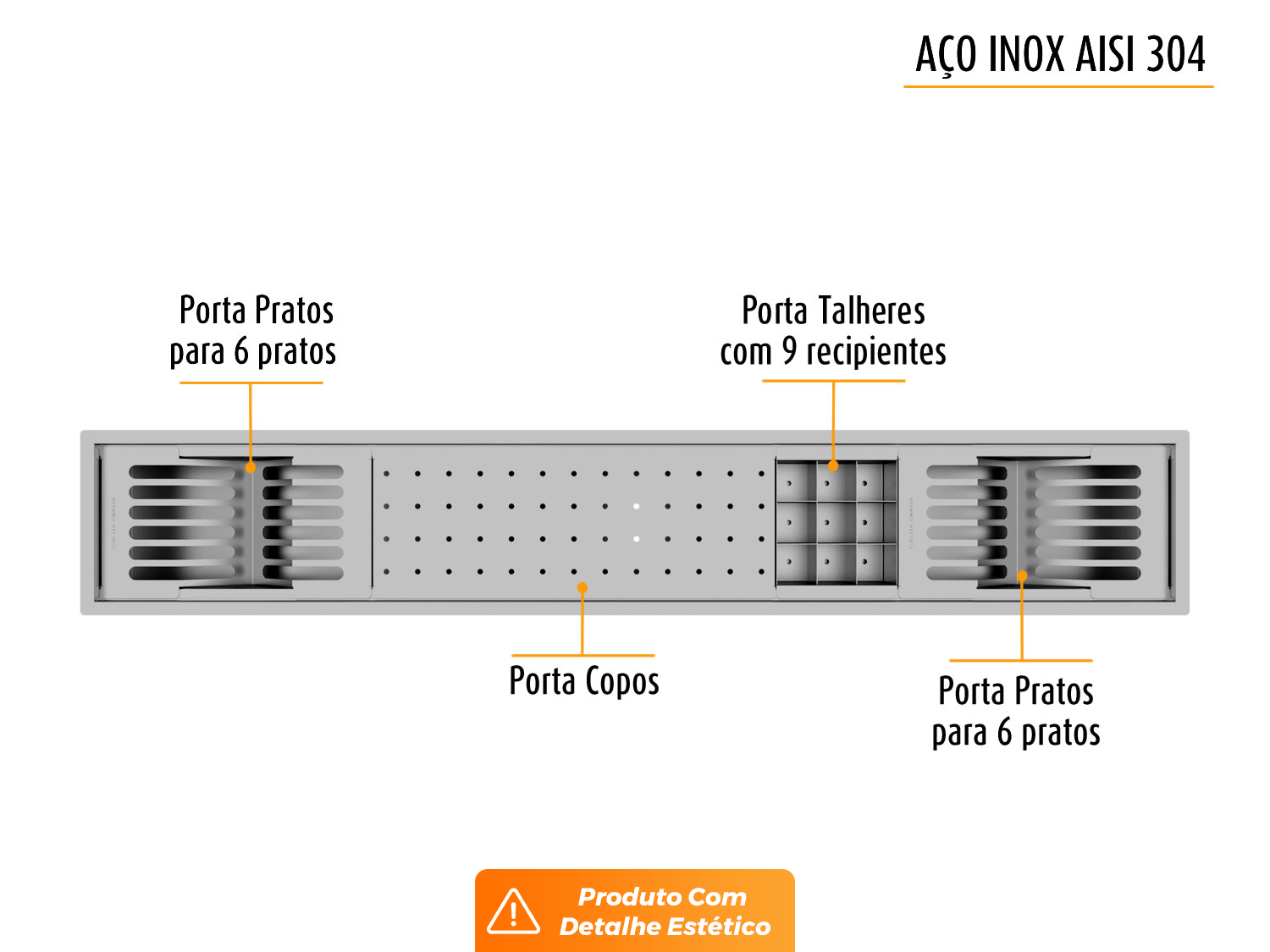 Kit Escorredor Sobrepor Embutir Calha Úmida Kitchen 4 Módulos Completo 118cm (Outlet)
