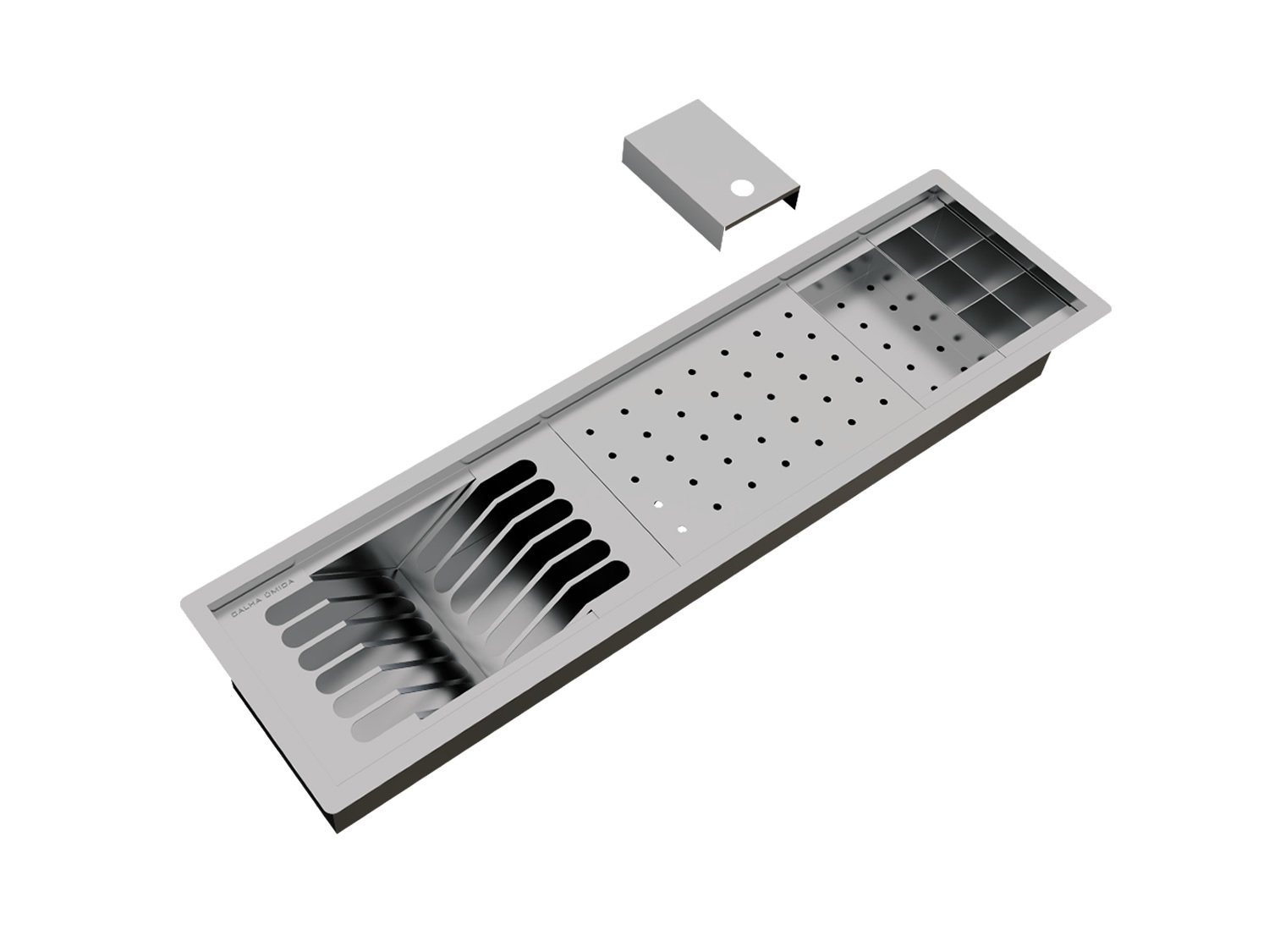Calha Úmida Escorredor Inox Equipado Sobrepor Kitchen 4 Módulos 73,5cm PET