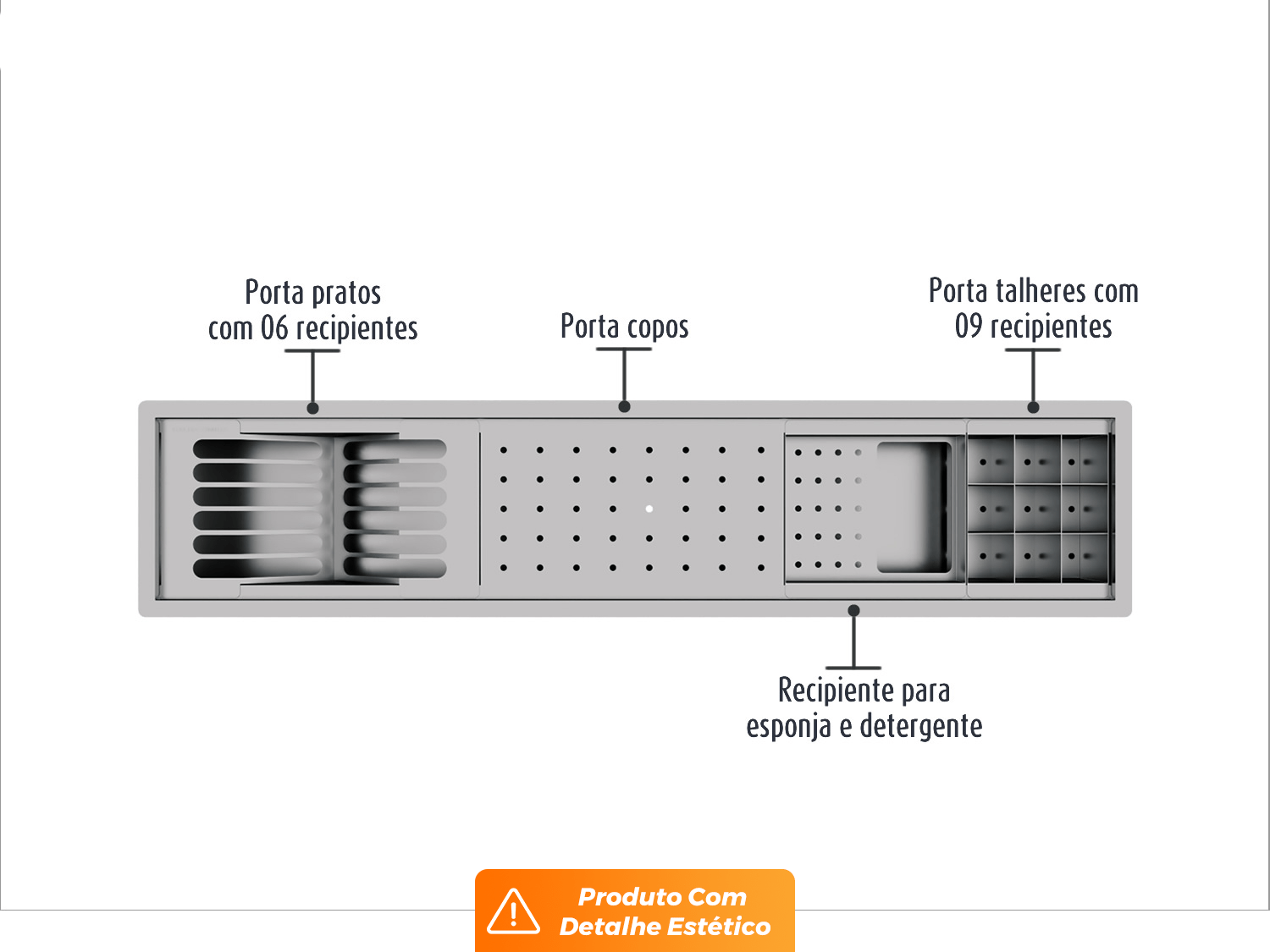 Kit Escorredor Embutido Sobrepor Calha Úmida Kitchen 4 Módulos 90cm (Outlet)