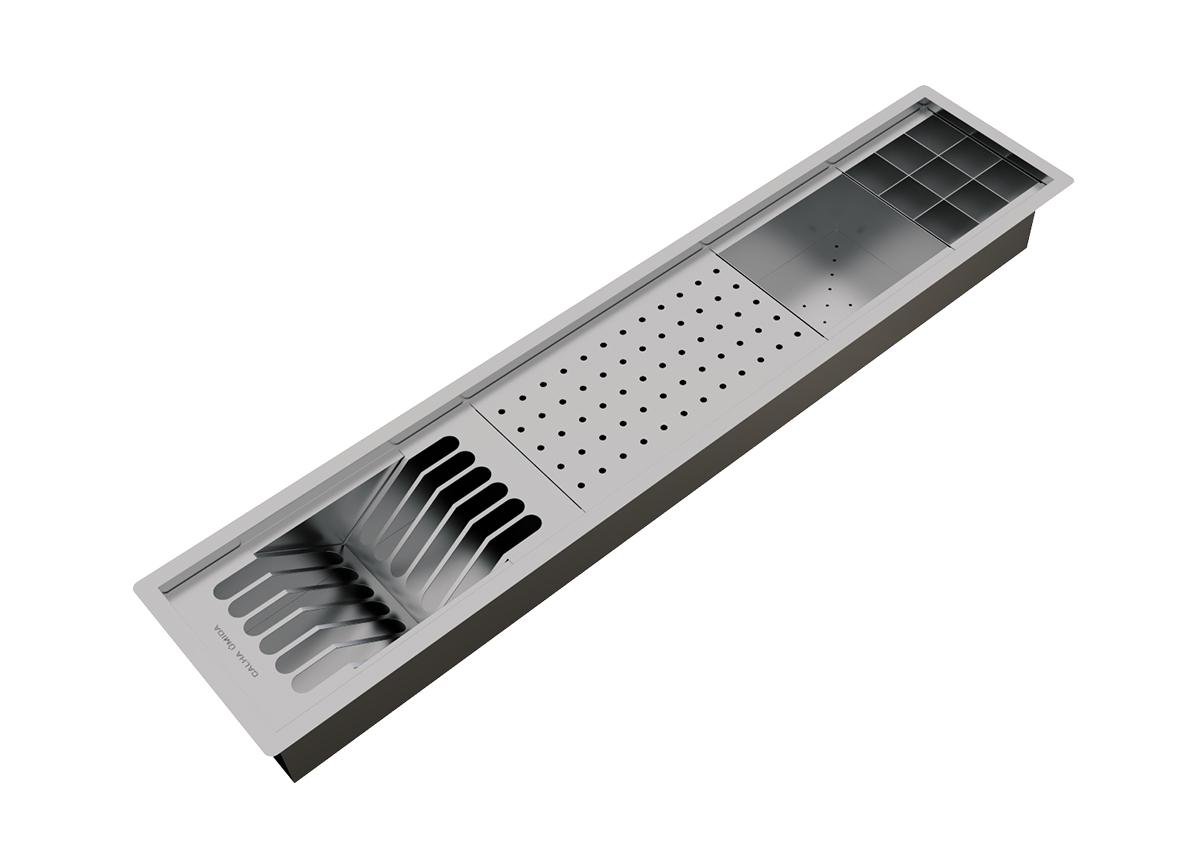 Canal Equipado Inox Completo Calha Úmida Sobrepor Kitchen 4 Módulos 90cm PH 16,6cm