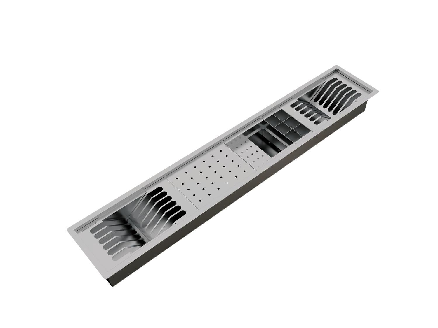 Escorredor Louça Inox Equipado Calha Umida Kitchen 5 Módulos 108cm