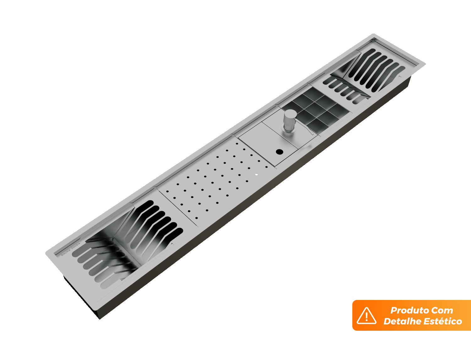 Kit Escorredor Com Dispenser e Porta Esponja Completo Calha Úmida Kitchen 5 Módulos 118cm (Outlet)