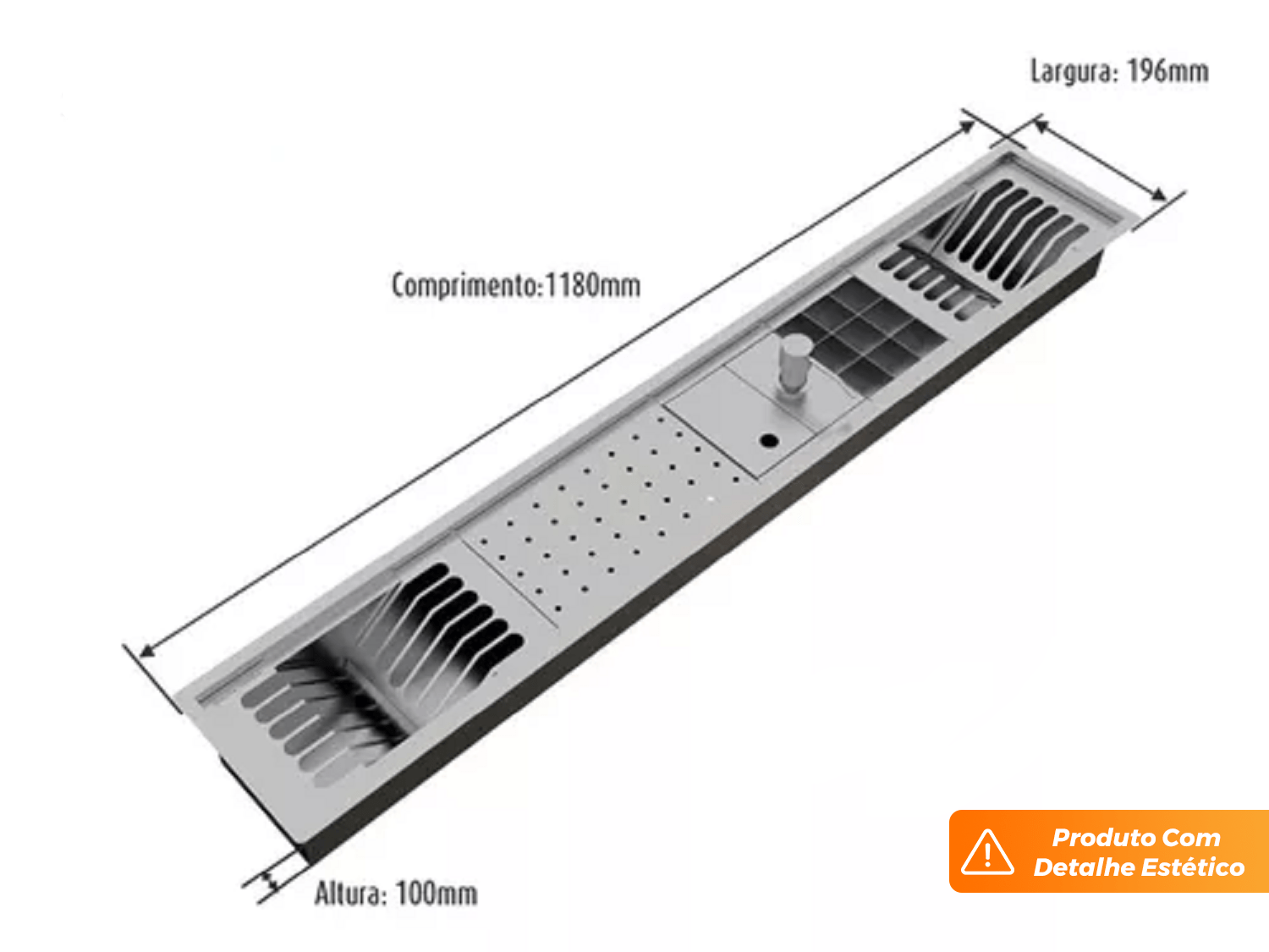Kit Escorredor Com Dispenser e Porta Esponja Completo Calha Úmida Kitchen 5 Módulos 118cm (Outlet)