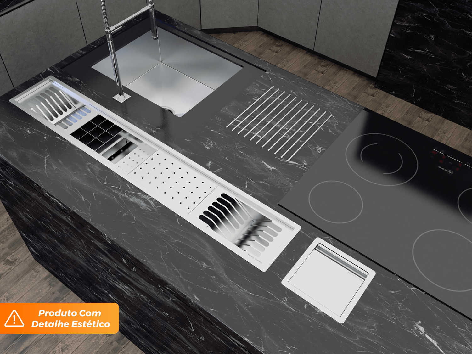Kit Escorredor Sobrepor Calha Úmida Kitchen 5 Módulos 118cm (Outlet)