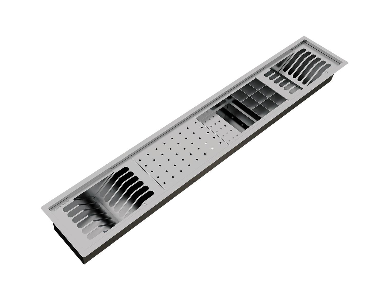 Escorredor Completo Inox Calha Úmida Embutido Kitchen 5 Módulos 118cm