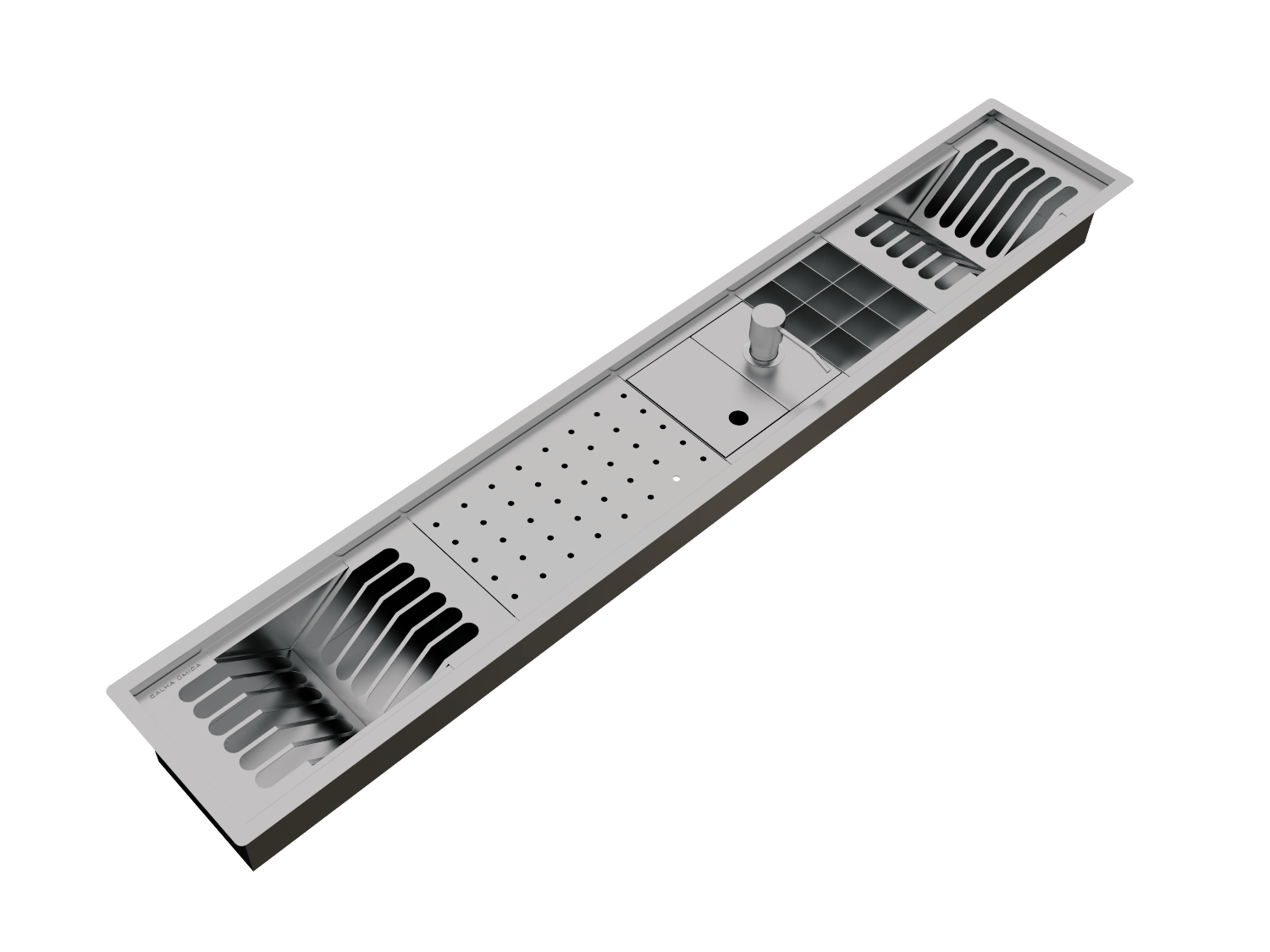 Calha Úmida Canal Embutido Sobrepor Inox Kitchen 5 Módulos 118cm DPTE