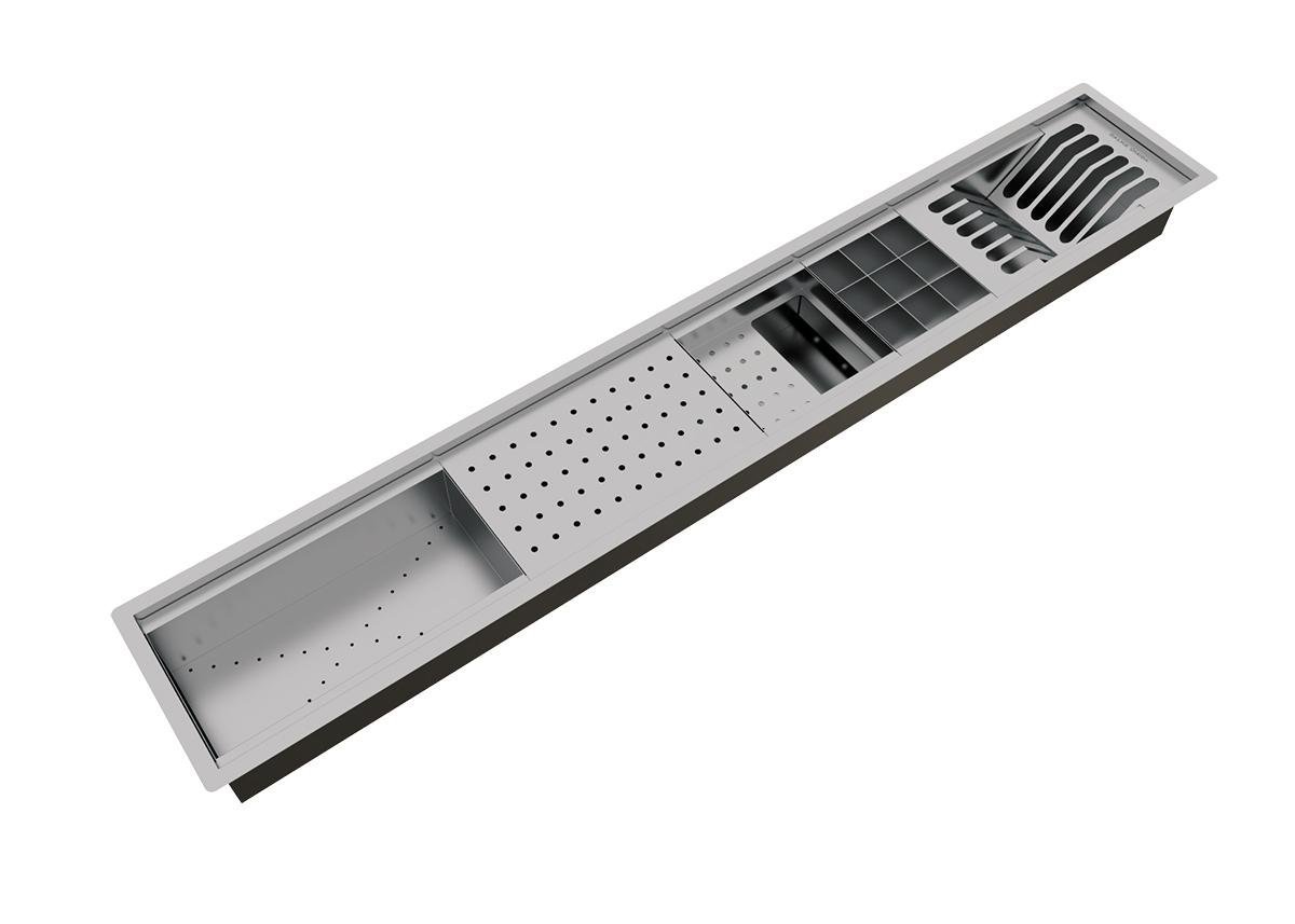 Canal Escorredor Louça Sobrepor Calha Úmida Embutido Kitchen 5 Módulos 118cm PH