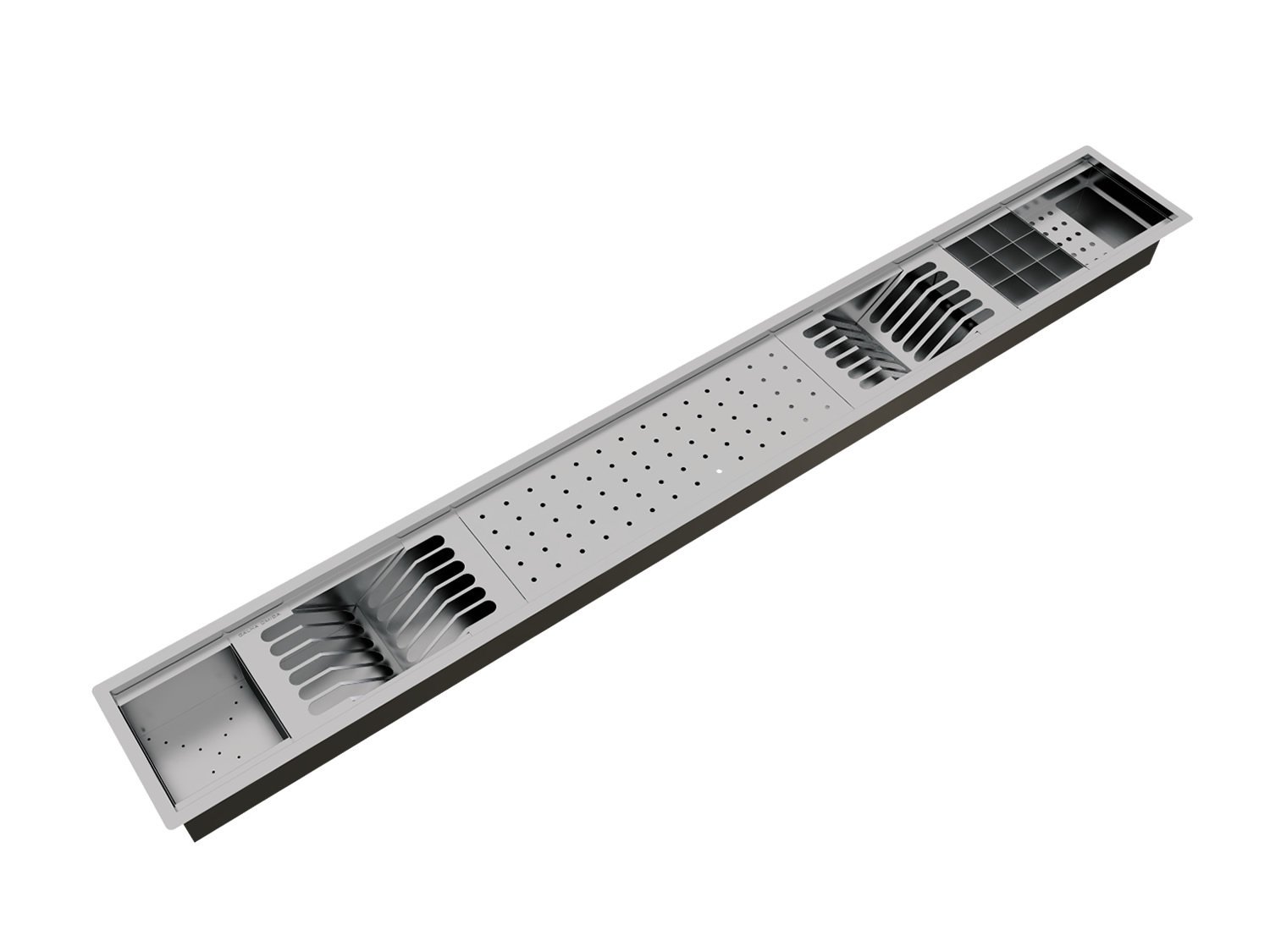 Escorredor Louça Inox Sobrepor Calha Úmida Kitchen 6 Módulos 153cm PH 13cm